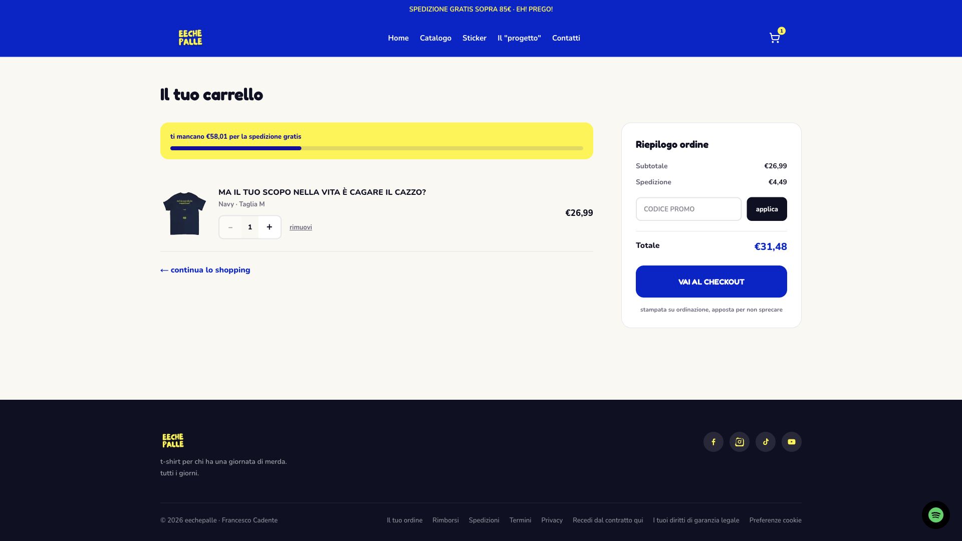 Cart — order summary