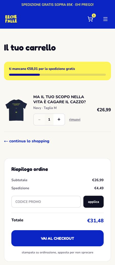 Cart — order summary